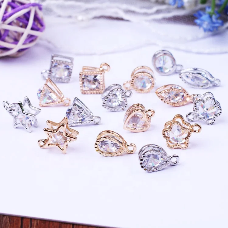 

Heart Round Triangle Oval Square Flower Five Star Crystal Charm Pendant For Babies Mixed Islam Charms For Baby Pins