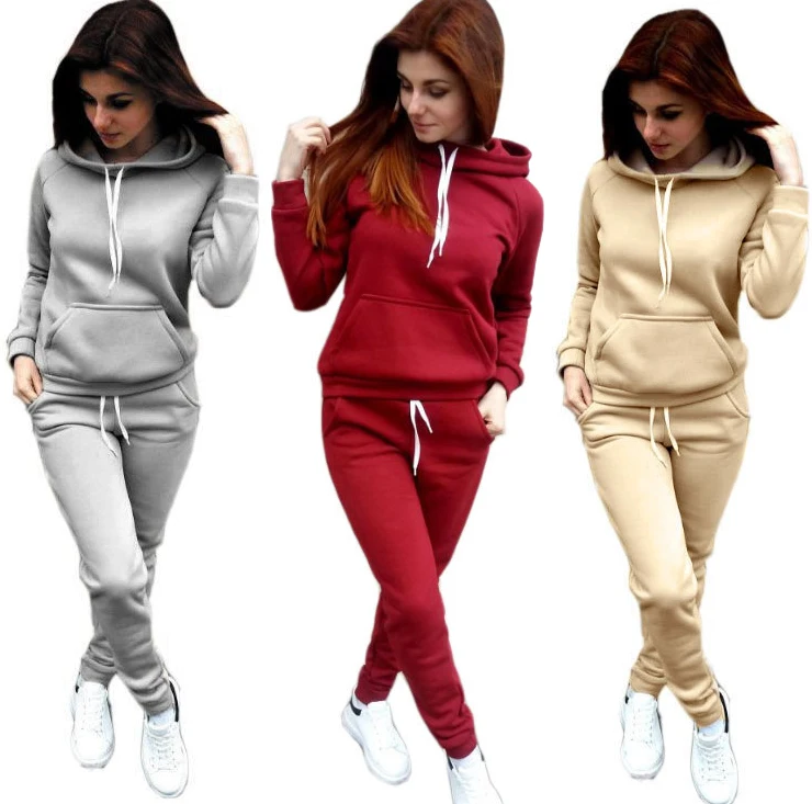 

LLDRESS Wholesale Custom Athletic Wear Tracksuits 100 Polyester Hoodies 2 Piece Set women, Red white yellow black