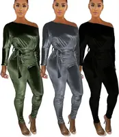 

2020 new arrivals off the shoulder jumpsuit women rompers long sleeve velvet jumpsuit