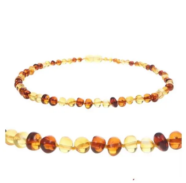 

DY Best gift for baby amber Teething necklace safty closure baltic real amber baroque amber necklace for kids