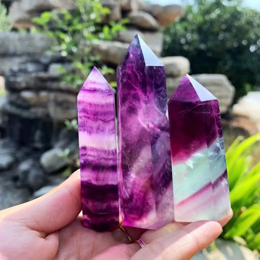 

Wholesale Gemstone Wands Quartz Crystal Tower Feng Shui Healing Folk Crafts Fluorite Point