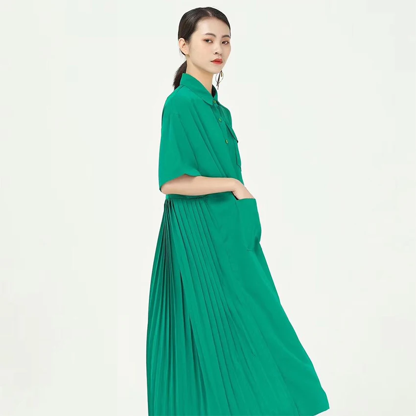 

High Casual Women Summer Good Quality Solid Color Loose Fit Oem Long Sleeve Dress, Mango yellow starry sky black green