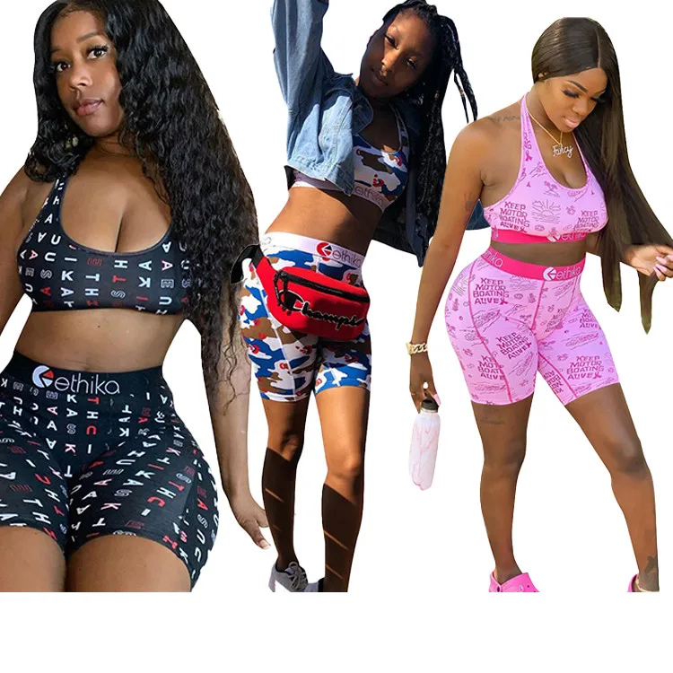 

Custom Lady Bathing Suit Print Vest Shorts Sexy Outfit 2 Pcs Summer Bodycon Women Swimwear, Picture