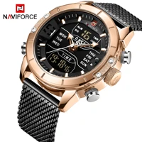 

Naviforce NF9153 2019 new fashion digital water resistant wrist watches for man with stainless steel mesh band