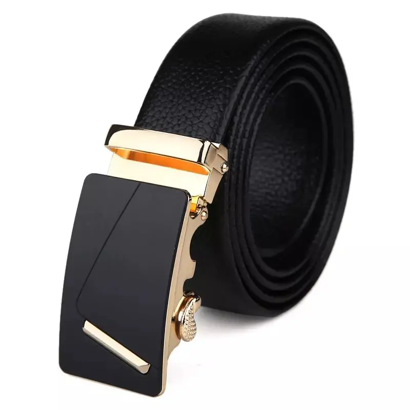 

Luxury Male Business Ratchet Automatic Gold Buckle Genuine Leather Belts For Men