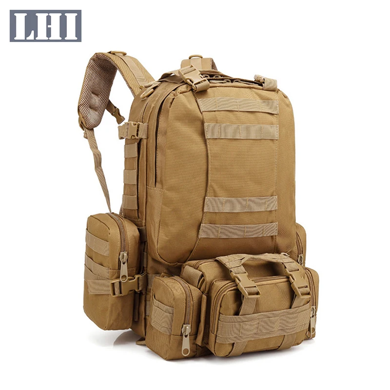 

LHI Softback_Kanpsack 53L Oxford Waterproof 3 In 1 Pieces Outdoor Mountain Survival Tactical Military Backpack Sets