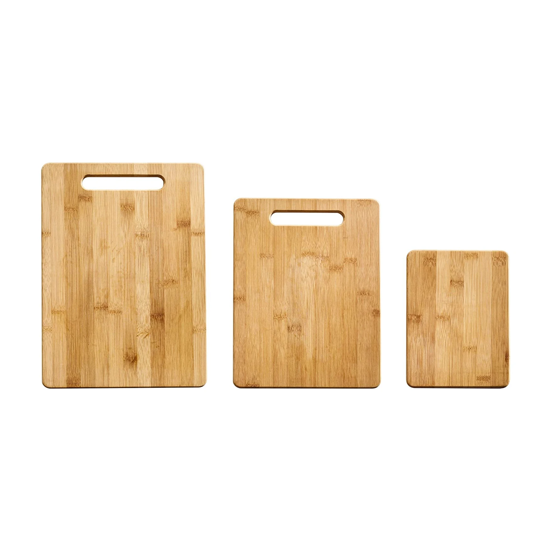 

3-Piece Bamboo Cutting Board Chopping Board with Handle, Natural