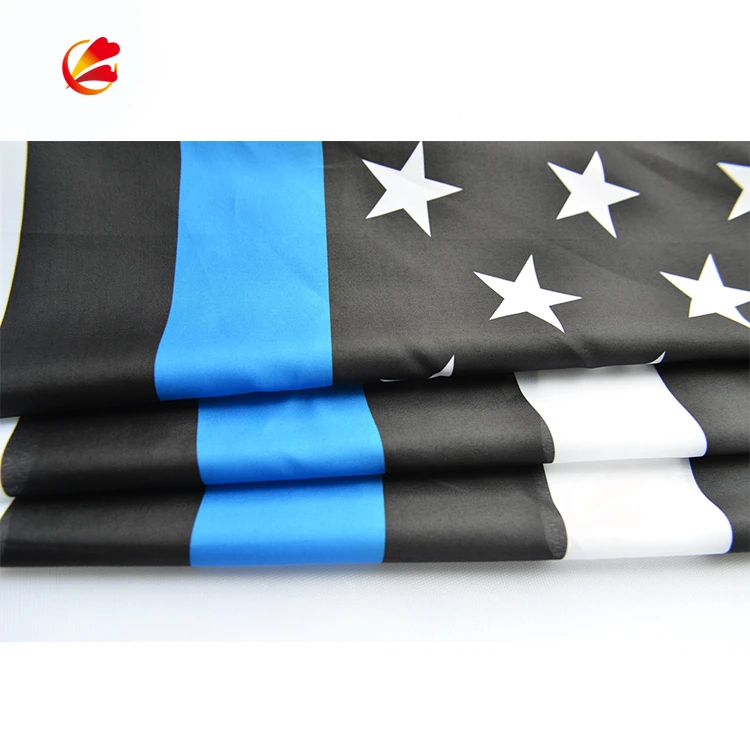 
Thin Blue Line Flag 3x5 ft Embroidered Stars Sewn Stripes Black White Blue American Police Flag Honoring Law Enforcement Officer 