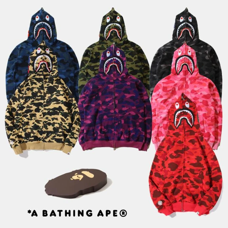 

Custom Heavyweight Zipper Up Embroidery Bape Hoodie Jogging Hip Hop Men Sweatshirts Plus Size Men'S Hoodies, As show / custom colors