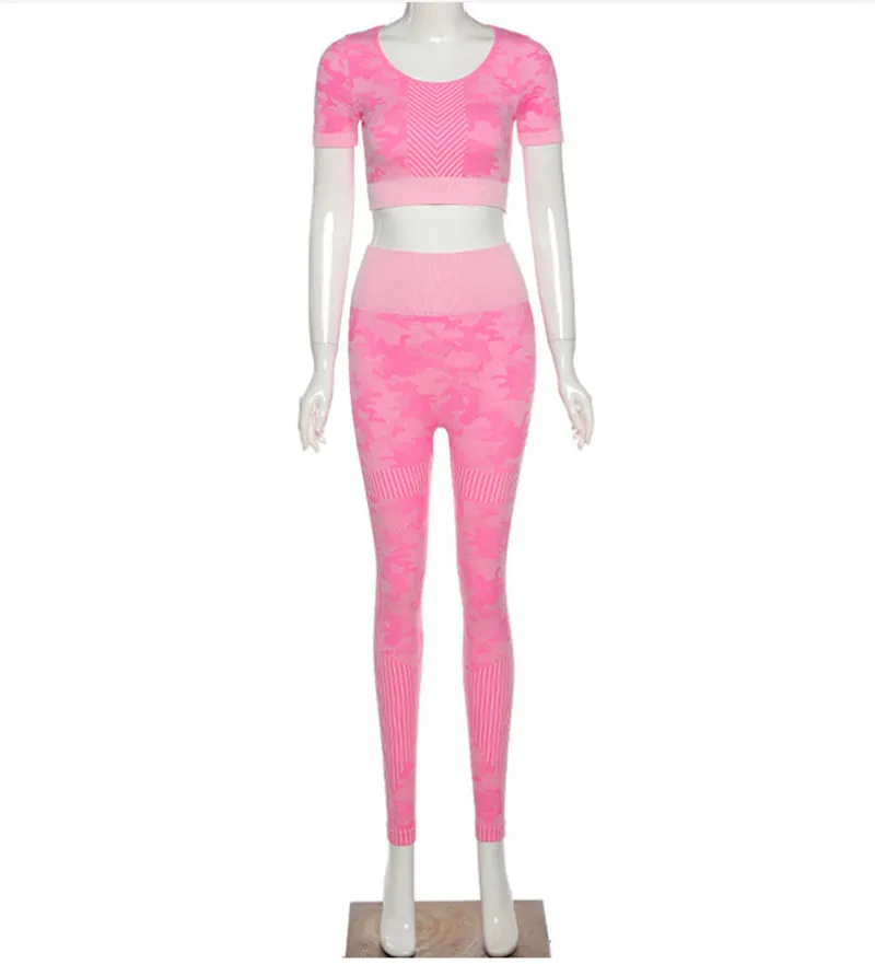 

Women Yoga Suits Fitness Outfit Backless Top Shirt High Waist Legging Set Gym Wear