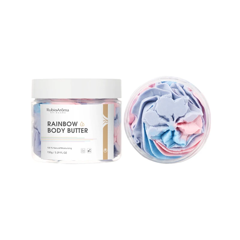 

Private Label body butter Mango Oil Moisturizing Handmade Moisturizer the body shop butter, Rainbow pink yellow blue