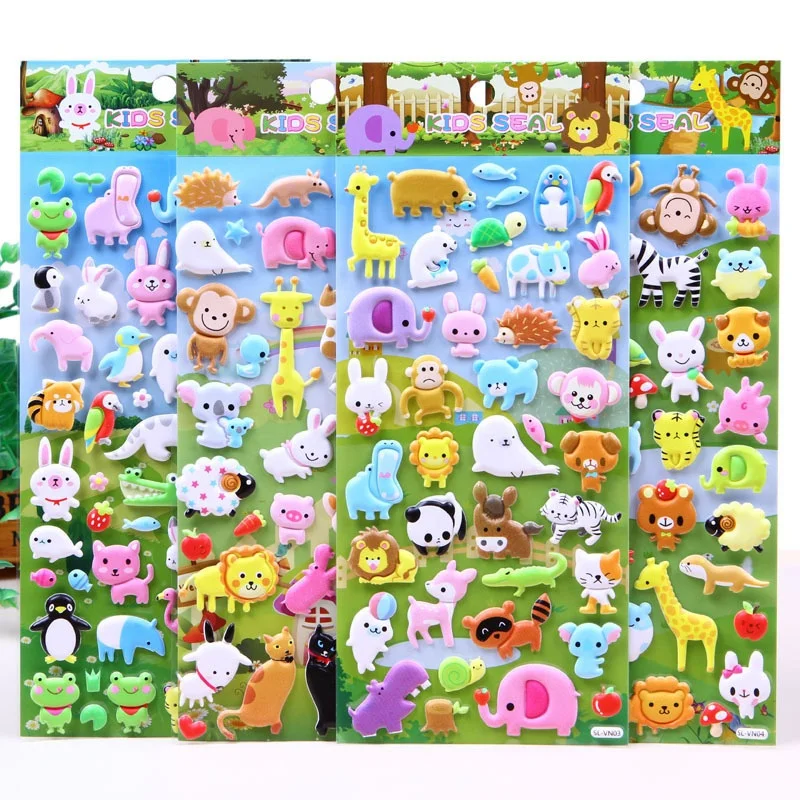 

Wholesale funny DIY cute animal design 3d cartoon stickers for kids