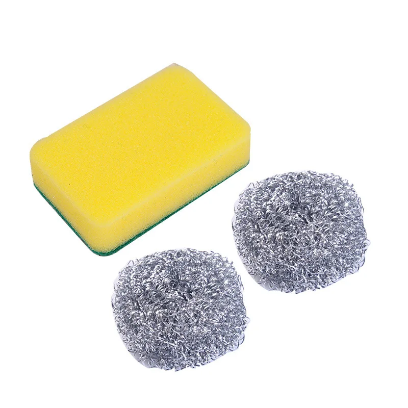 

Steel wool rolls kitchen cleaning set green sponge scouring pad stainless steel wool scrubber