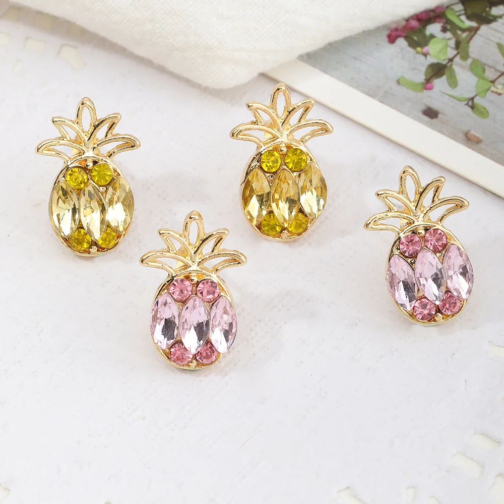 

Cute Sweet Yellow Crystal Rhinestone Pineapple Stud Earring For Girls