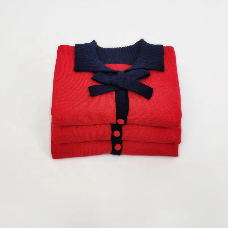 

OEM factory red soft knit kids wear, baby girls sweater for wholesaler