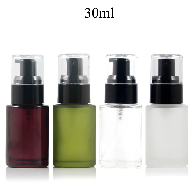 

Fuyun Quick Shipping Hot Sale 30ml Green/red/clear Frosted Glass Lotion Pump Bottle