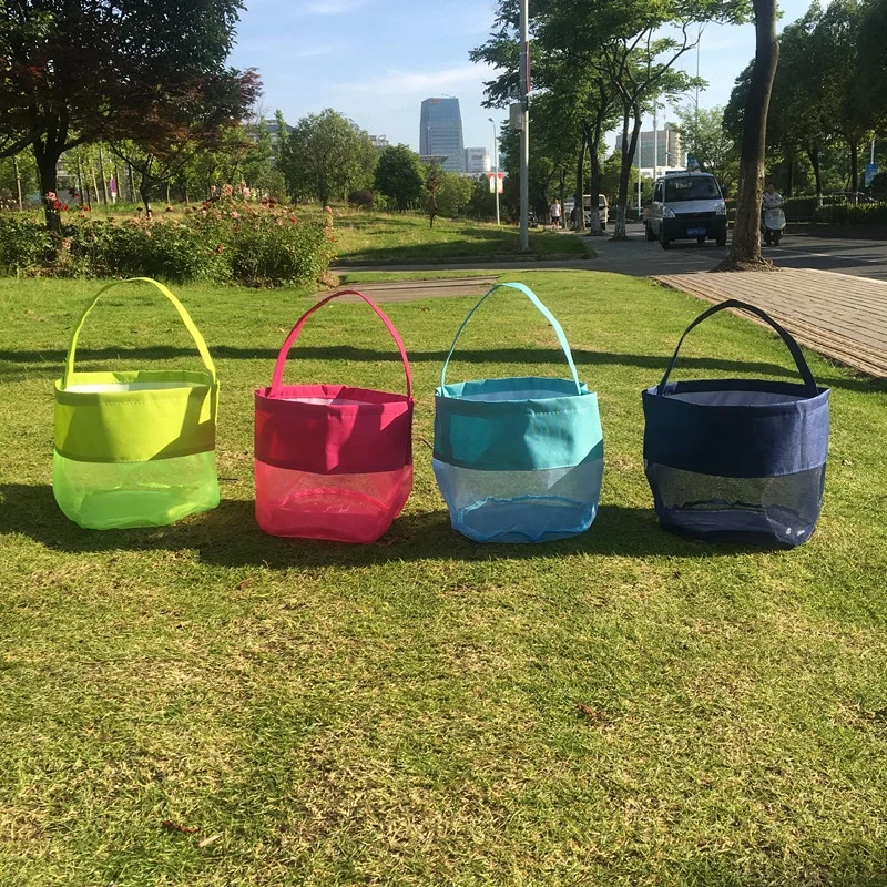 

Wholesale summer beach bag personalized monogram adults kids beach bucket mesh shell bag