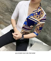 

2019 Summer Shirt Men Patchwork Fashion Printing Shirts Men Half Sleeve Slim Fit Streetwear Camisa Masculina Men Shirt 3XL-M