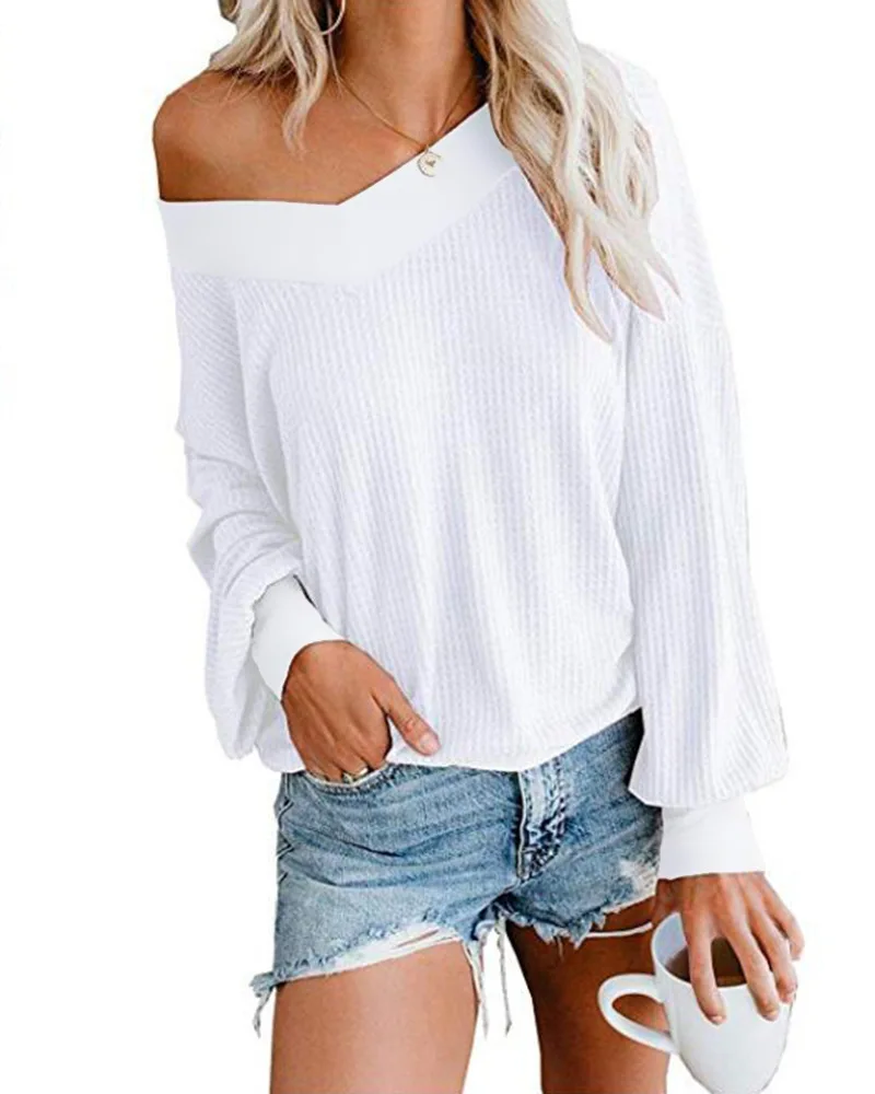 

New Fall Fashion Selling Women's Solid Color Blouses O Collar Tops Shirts