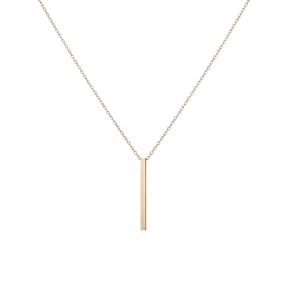 

wholesale 925 sterling silver minimalist 18k gold plated simple short bar drop necklace for women