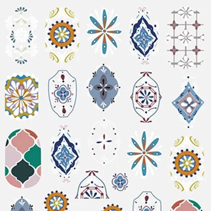 

R347-351 Low MOQ Morocco Style 3D Tattoo Sticker French Nail Wraps Retrio Nail Art Decals, As picture show