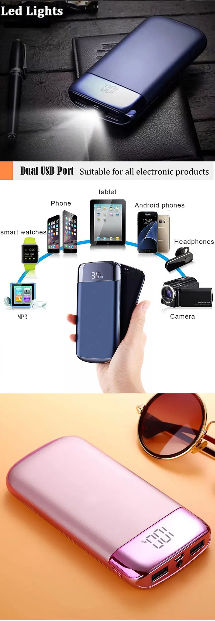 LED Smartphone Universal Ultra Slim Portable Charger 20000mAh Mobile Phone Power Bank - ANKUX.COM