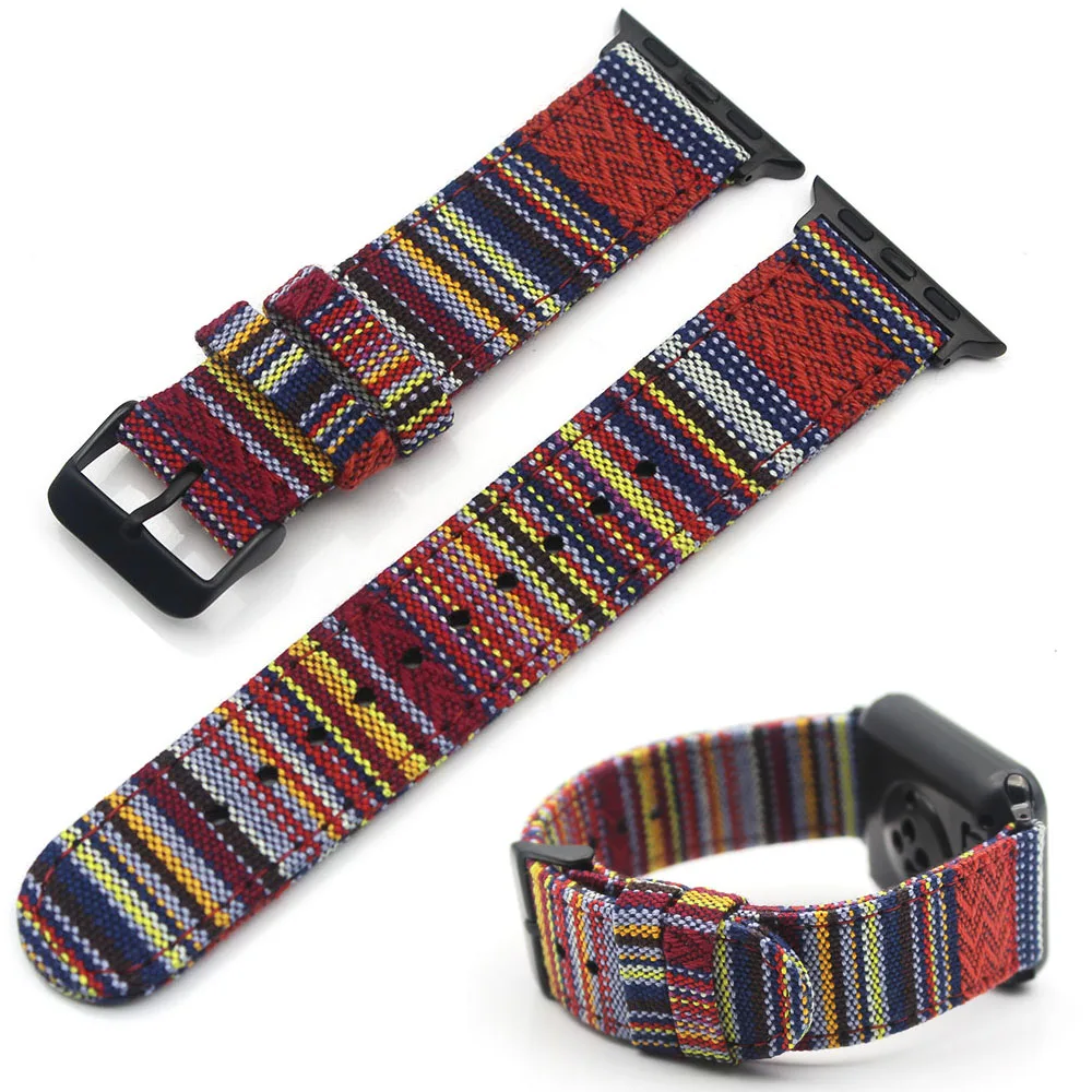 

Popular National Ethnic Canvas Watch Strap For  Apple Watch Bands Series 1 2 3 4 5