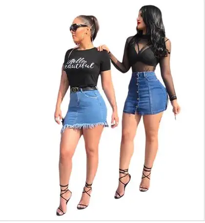

F21818A hot sale Hip Blue Skirt Women's Half-Length Denim Jeans Skirt Lady