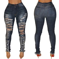 

Women Clothes Vendor new fashion long styles denim ripped skinny jeans women