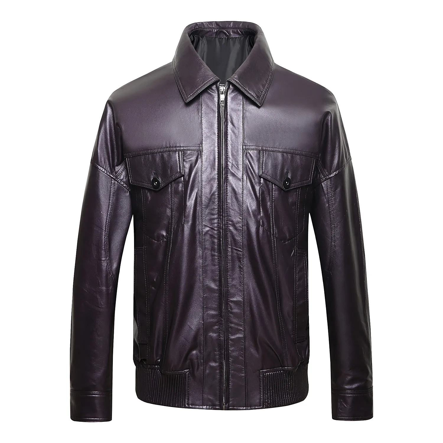 

Winter 2021 new gentle sand leather coat men's long windbreaker coat European and American wind men leather coats, Black