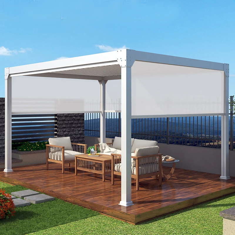 

spot sale Outdoor aluminum light retractable roof systems arches arbours pergolas, White black