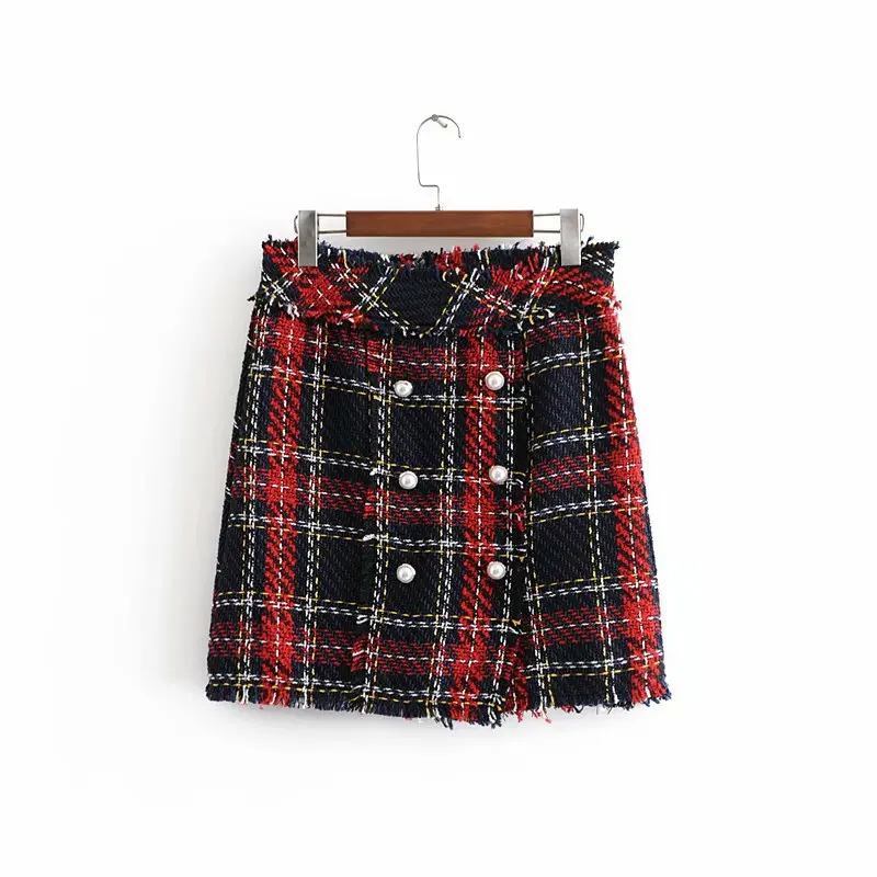 

2019 Women ladies autumn/winter lattice twill tight mini skirt