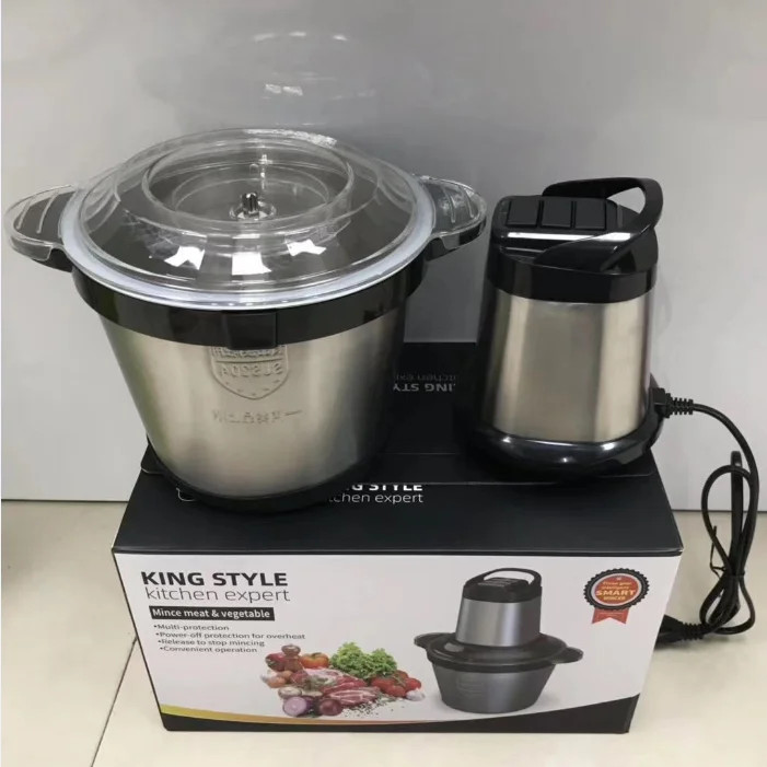 

4L 500w Metal container household and commercial electric meat grinder for nut garlic pepper wet dry multi-function mincer set