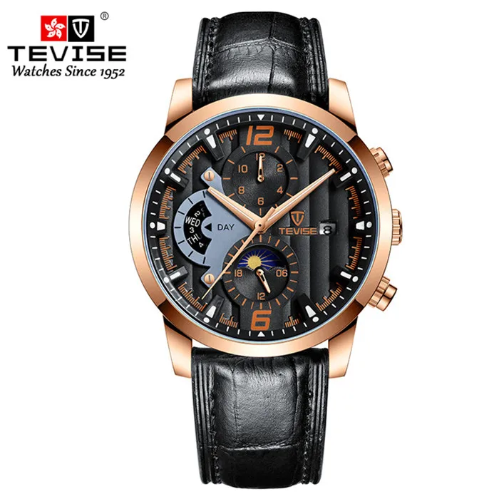 

Leather Business Classic Custom Logo Automatic Men's Watch, Optional