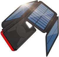 

20000mah 4 foldable panels solar charge power bank waterproof dustproof shockproof with led light for mobile phone outdoor