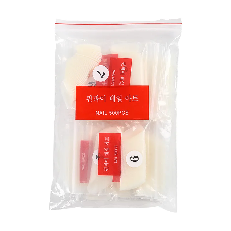 

500pcs/bag High quality Sharpe Nail art Tips Stiletto artificial nail tips false French salon full cover nail tips, Clear/natural /white