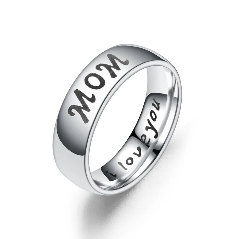 

Cheap Love Couple Son Mom Daughter Dad Family Ring Titanium Forged Stainless Steel Ring, As the picture