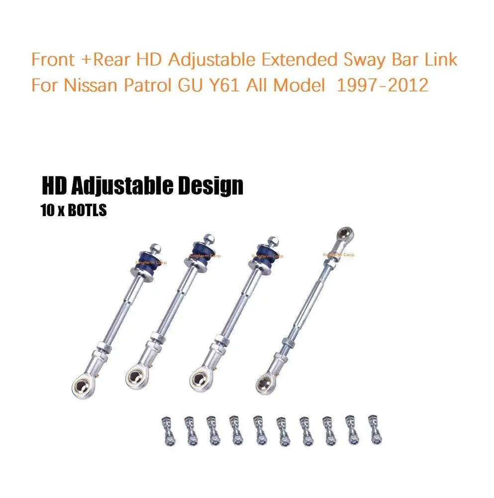 
Front+Rear Heavy Duty Extended Adjustable Sway Bar Link kit for Nissan Patrol GU Y61 All Models 50-150mm Lift 
