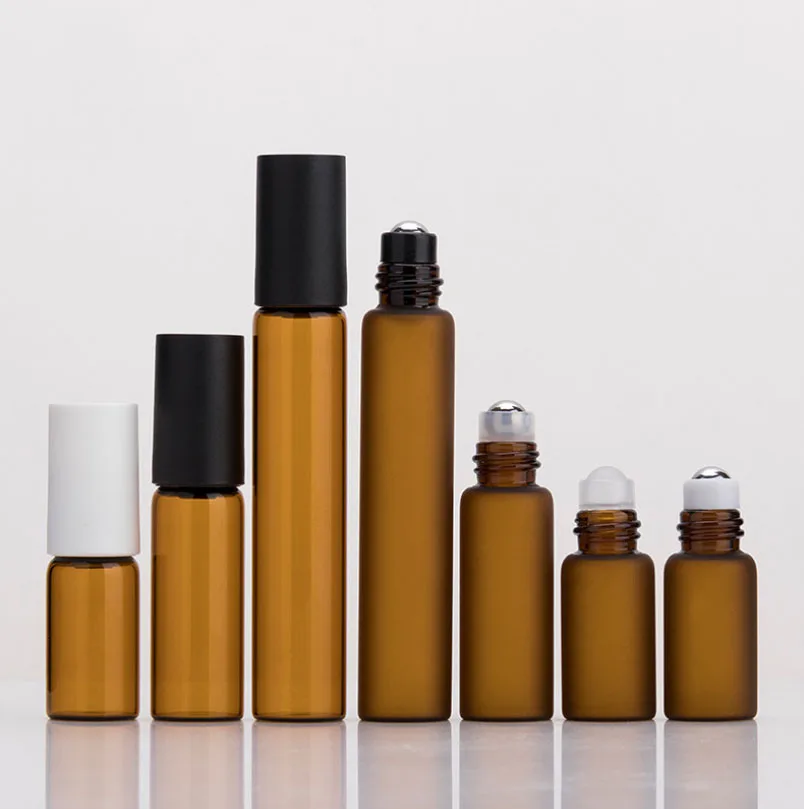 

Thicken 3ml 5ml 10ml glass roll on perfume bottle essential oil roller ball bottle with matte finish lid