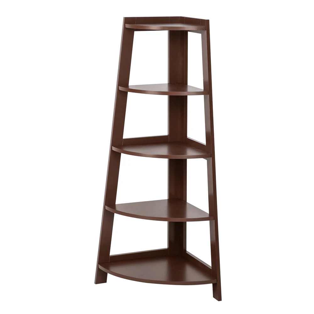 

Free Shipping 5 Tier Brown Home Furniture Wood Display Storage Corner Shelf Stand, Customized