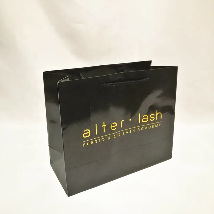 

Luxury Black Shopping Paper Bag with Custom Logo Printed, Customized color