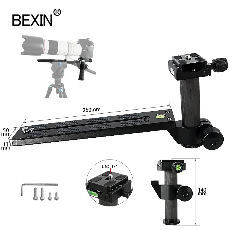 

BEXIN Carbon Fiber Camera Holder Telephoto Quick Release Plate Professional Dslr Camera Stabilizer Long Focus Lens Bracket Plate, Black