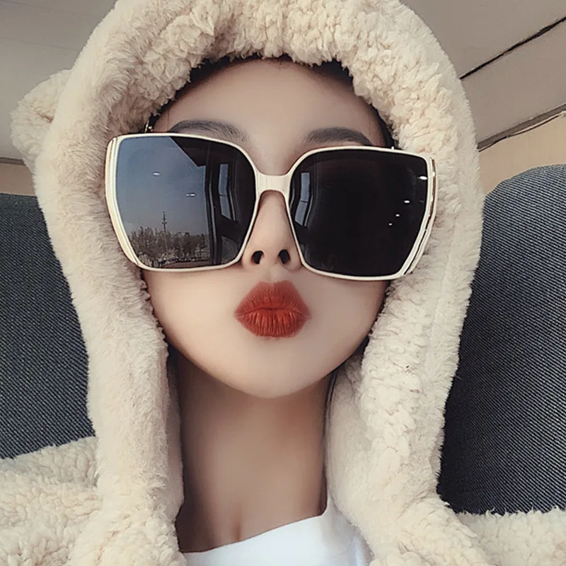 

MJ-0168 Han Edition Of 2021 Silver With Ins Glasses Fashion And Personality Trend Big Oversized Fashion Square Frame Sunglasses