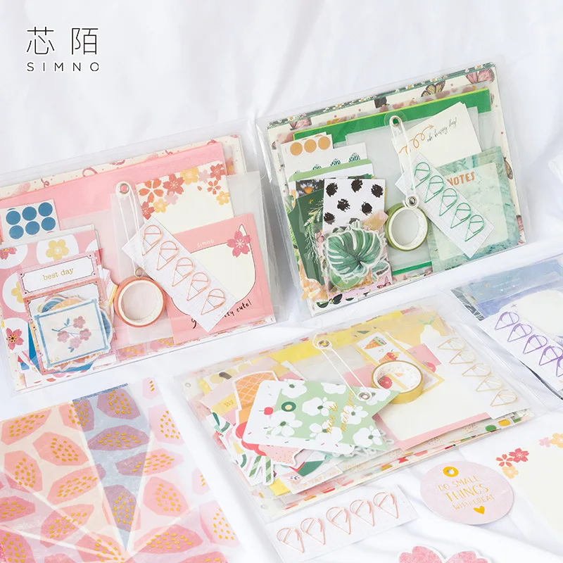 

DIY back to school popular sticky notes set material paper washi tape decorative pens girls stationary set kawaii pad