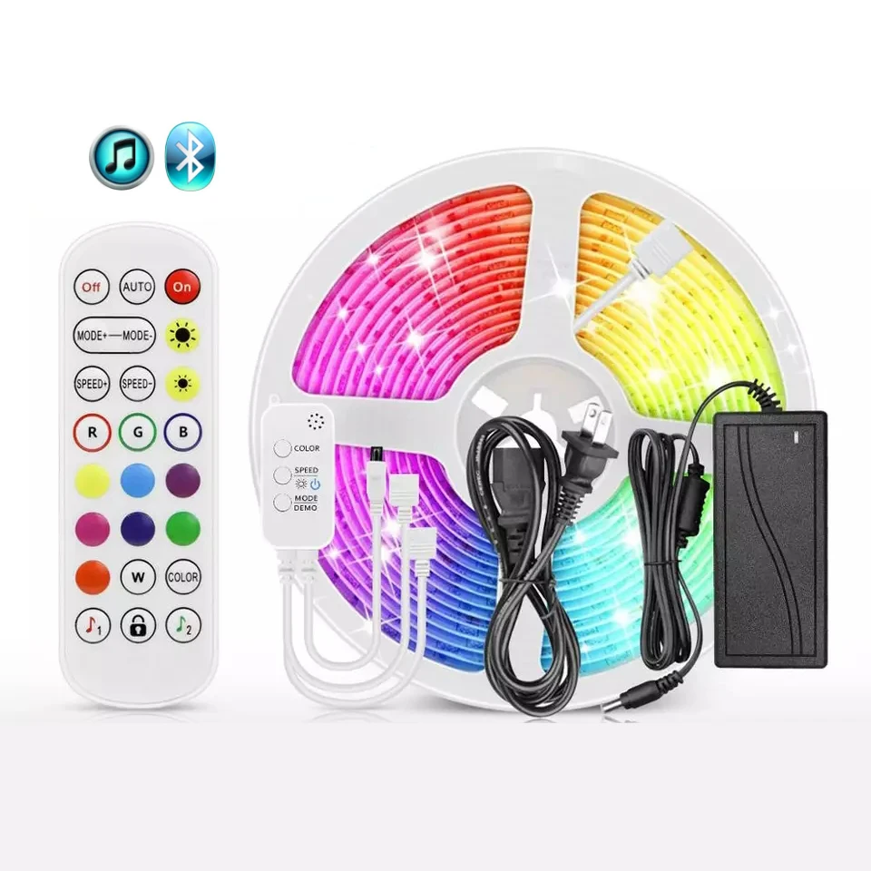 High Quality Cheap Rgb 5050 Waterproof Outdoor Bluetooth App Control Flexible Bar 12V Smd 5M 10M  Led Strip Light With Remote