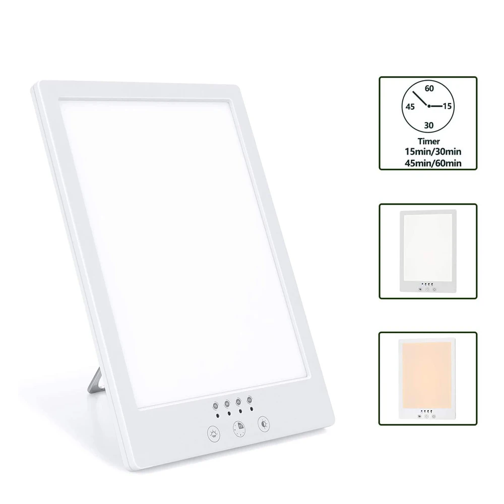 

Touch Adjustable Brightness Levels Color Temperature Control UV Free 12000 L ux Light Sad LED Therapy Lamp with Timer