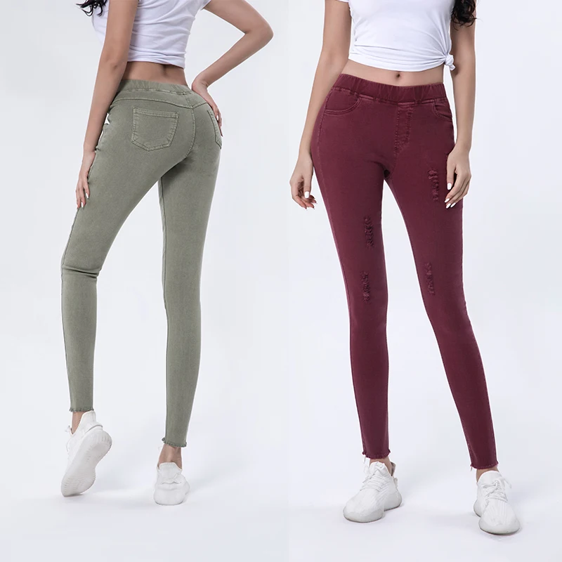 

2020 Fashion Women's High Waist Stretch Leggings Straight Leg Skinny Stretch Jeans