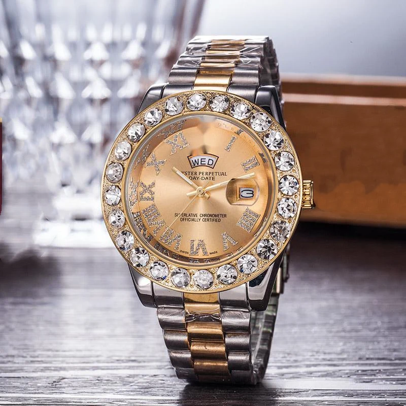 

Hight Quality Diamond Watch With Plain Face Rose Gold Watch Men Men'S Fashion Watches