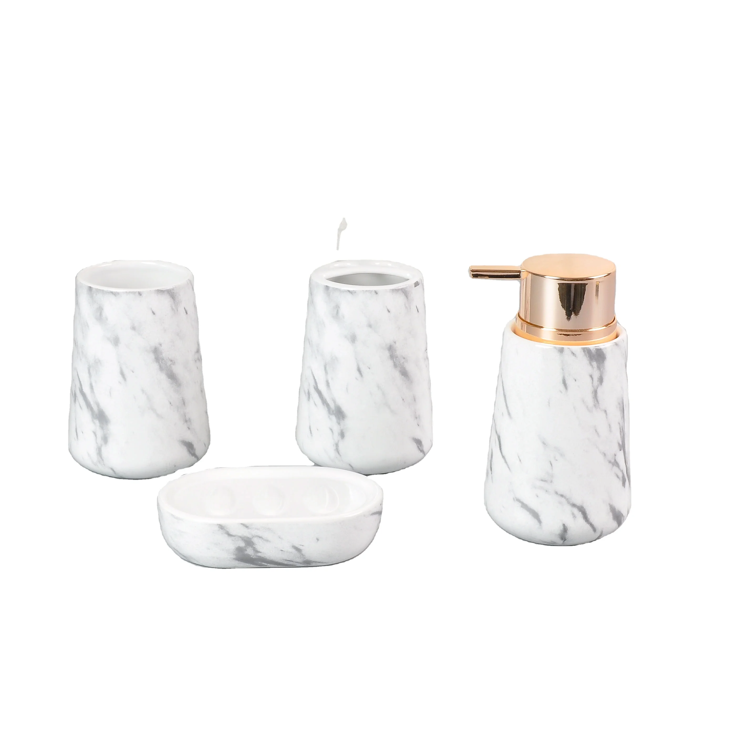 

Marble Effect 4 Pcs Bathroom Ceramic Accessories Sets, As your request