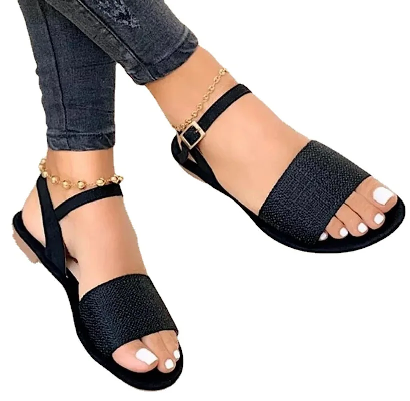 

MZ-210623-01 Summer New Products Flat 35-43 Large Size Buckle Casual Sandals Women Sandals
